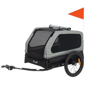 Dog Bike Trailer for Small & Medium Dogs, Universal Bicycle Coupler, Flip-Down Ramp Tailgate, Gray